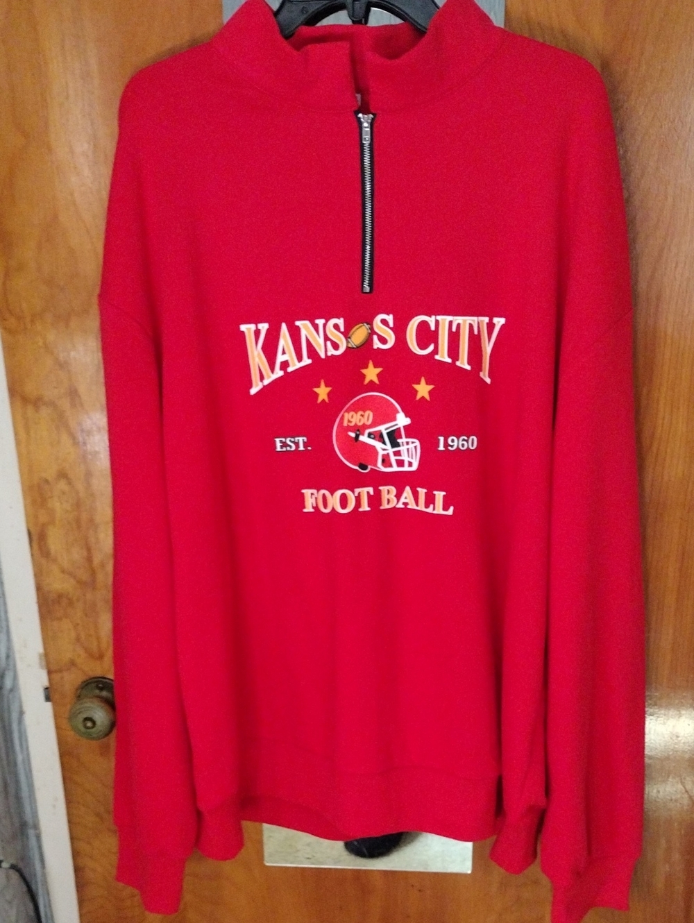Kansas City Red Quarter-Zip Football Pullover Sweater